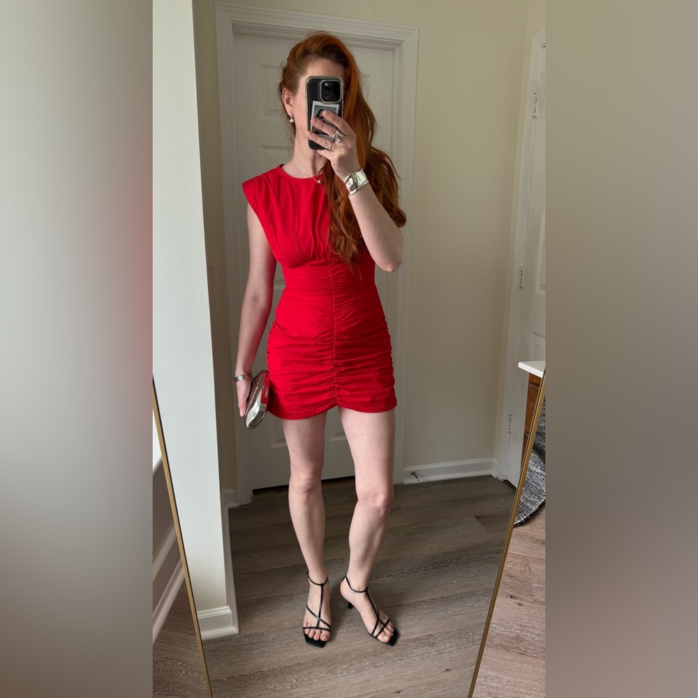 ZARA 100% cotton Red Mini Dress- size M- excellent condition